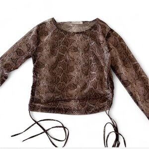 12th Tribe Brown Snake Print Blouse